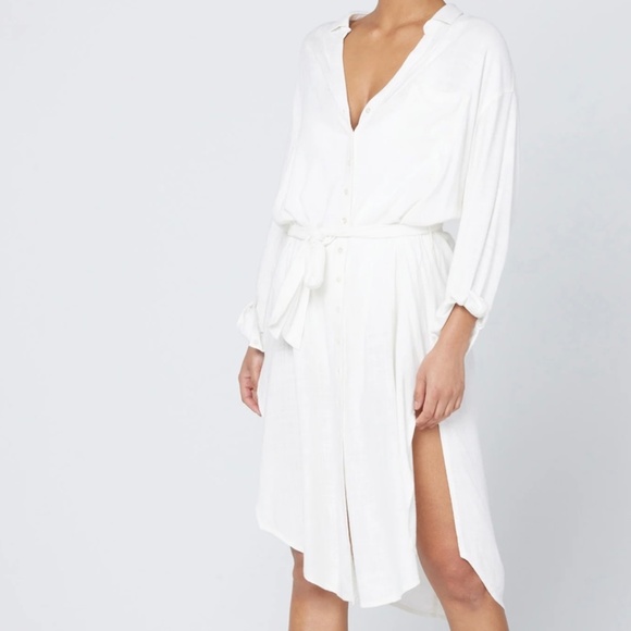 L*SPACE White Linen Barcelona Dress - Picture 1 of 4